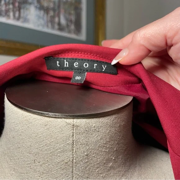 Theory Gabrielle Flame Red Women's Blazer Size: 00 - Picture 7 of 8